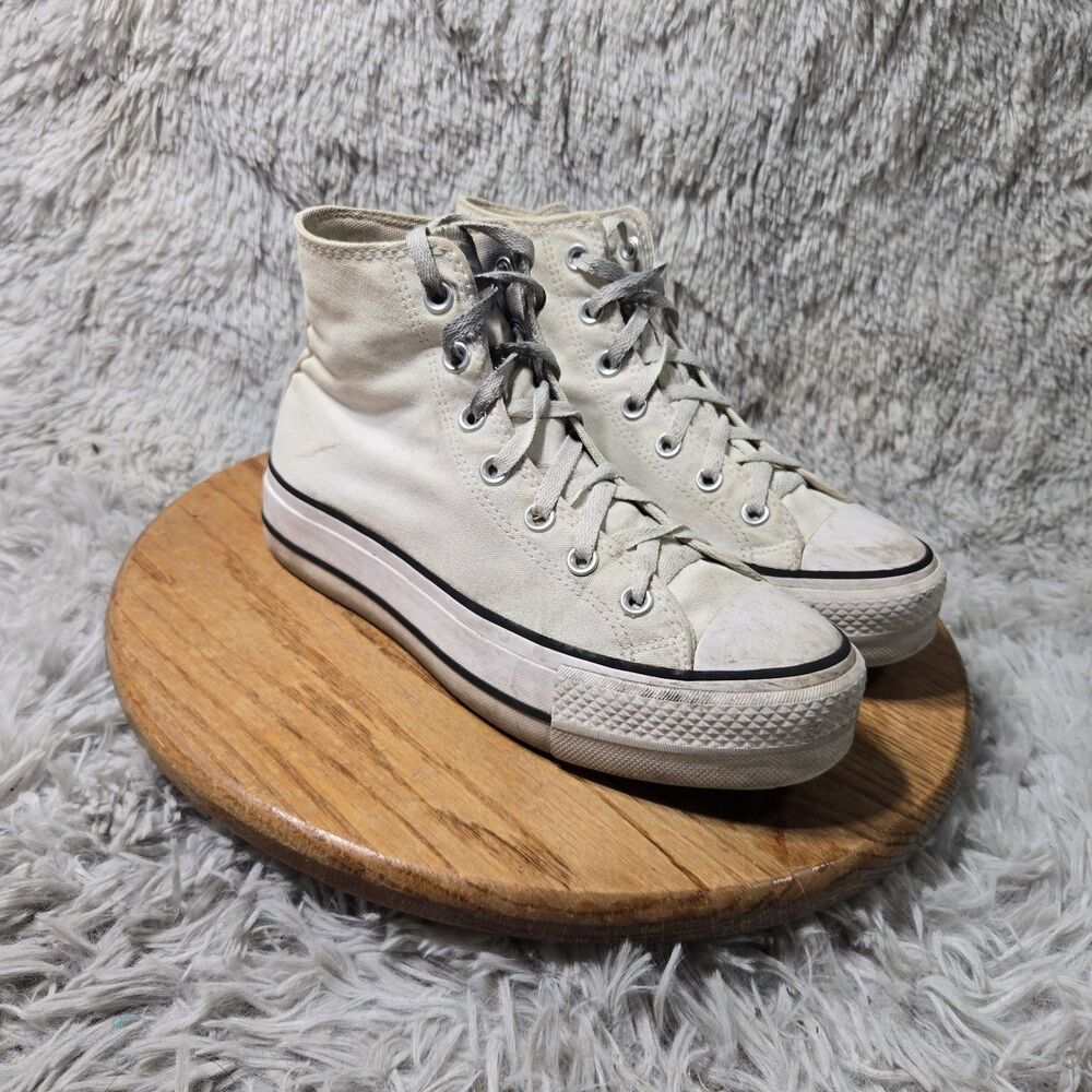Converse All Star Platform Sneakers Womens 8.5 Black White Canvas Classic Shoes